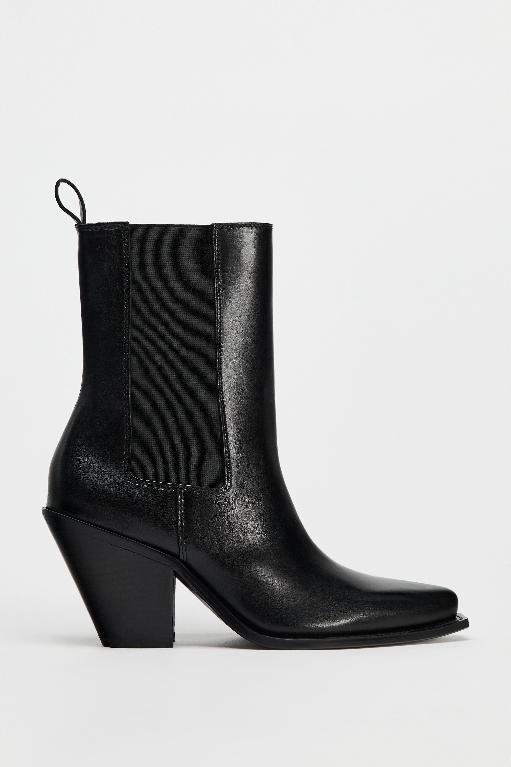 Bottines a talon en cuir zara best sale