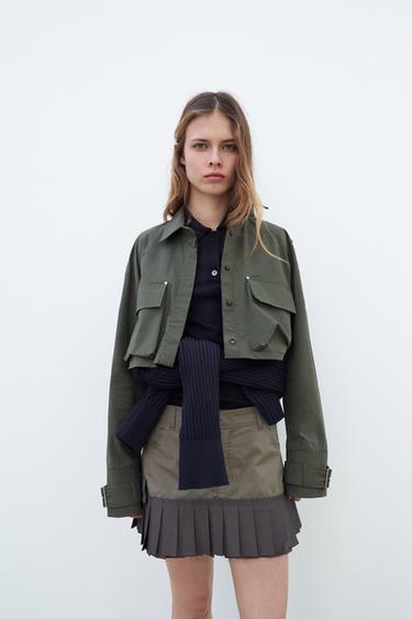 ТОП В КЛЕТКУ С ПУГОВИЦАМИ — Хаки от Zara — изображение 0