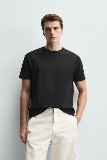 BASIC MEDIUM WEIGHT T-SHIRT - Zwart van Zara
