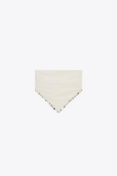 BEADED BANDEAU TOP - Beige by Zara - Image 1