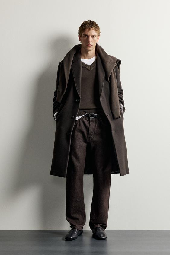 ABRIGO RELAXED FIT CON LANA - Marrón de Zara - Imagen 0