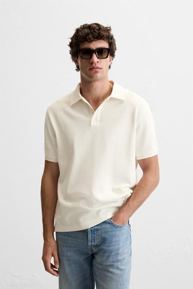 POLO ESTRUCTURA PIQUÉ - Blanco roto de Zara