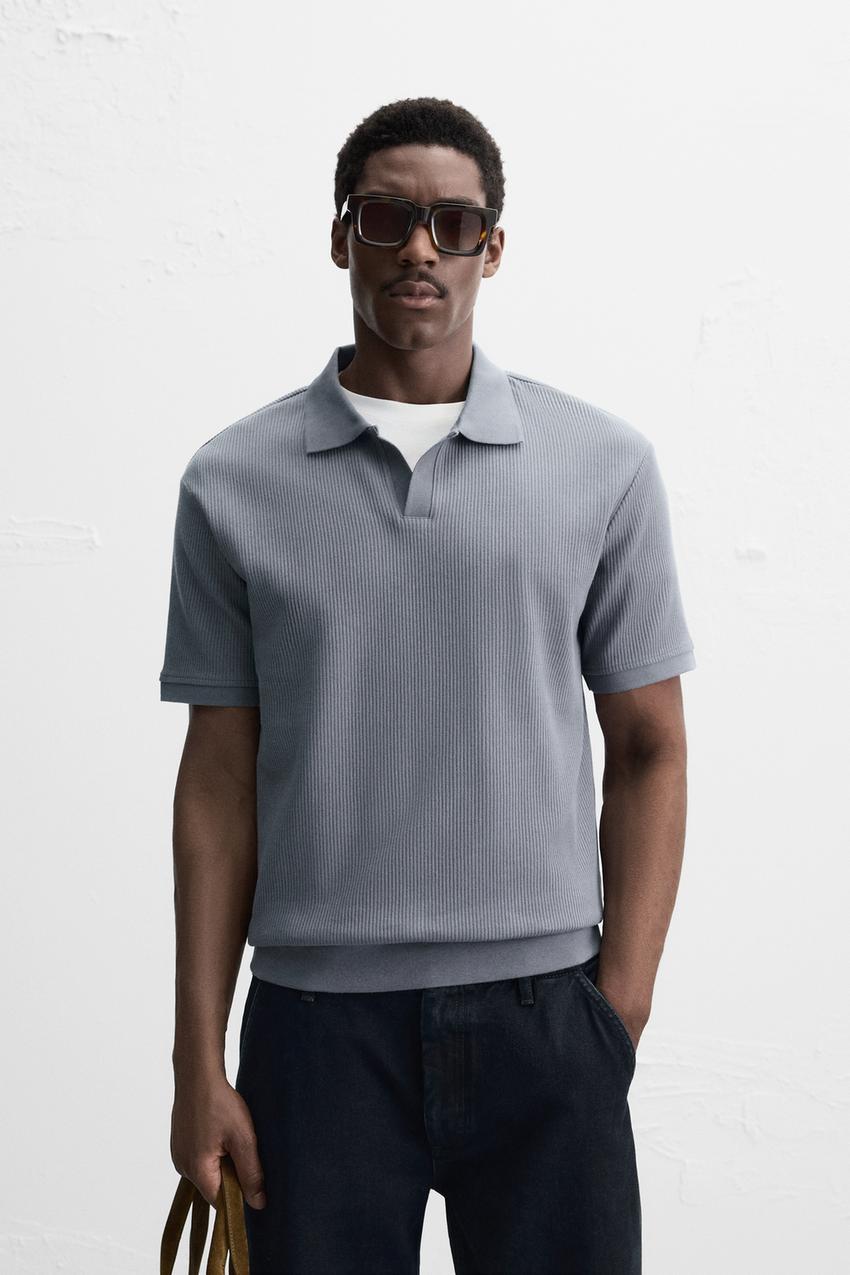 VERTICAL TEXTURED POLO SHIRT