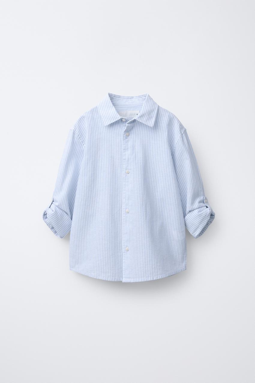 STRIPED COTTON AND LINEN SHIRT - Blue | ZARA United States STRIPED COTTON AND LINEN SHIRT - Blue | ZARA United States
