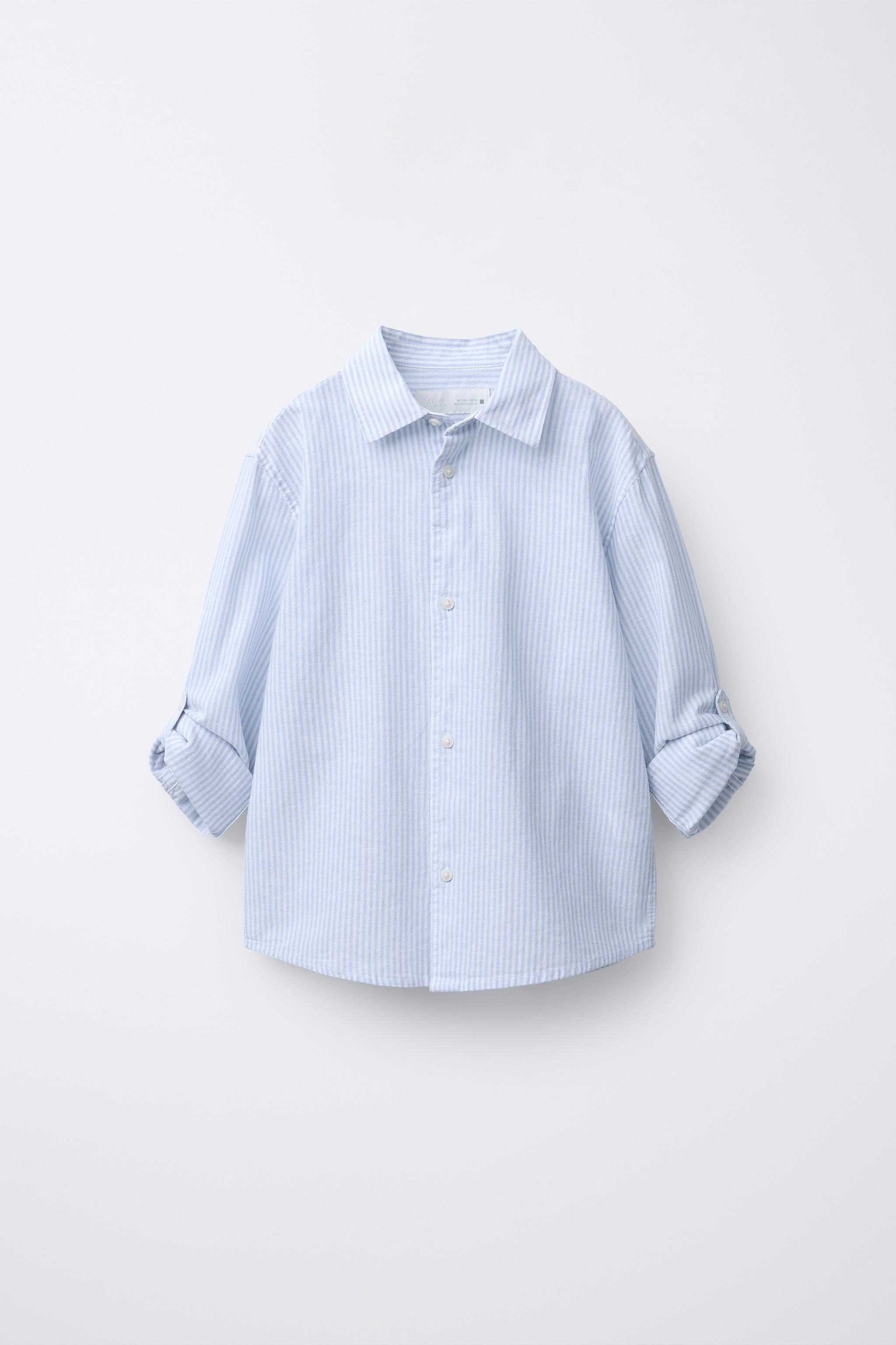 STRIPED COTTON AND LINEN SHIRT