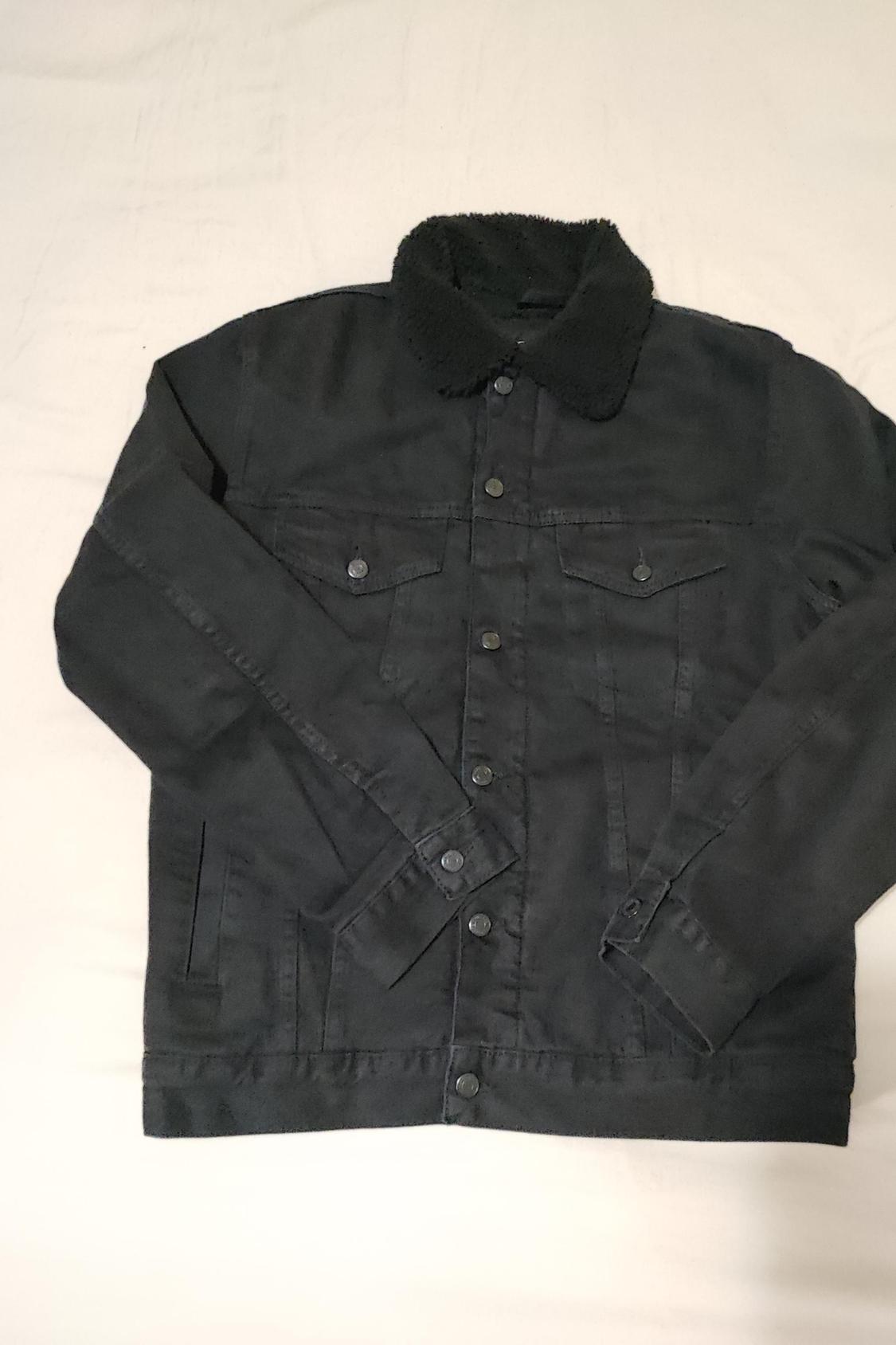 DENIM JACKET WITH FAUX SHEARLING
