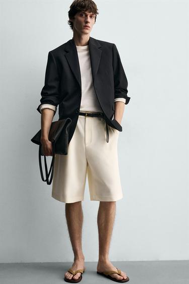 LOOSE-FITTING PLEATED BERMUDA SHORTS - Oyster-white by Zara - Image 4