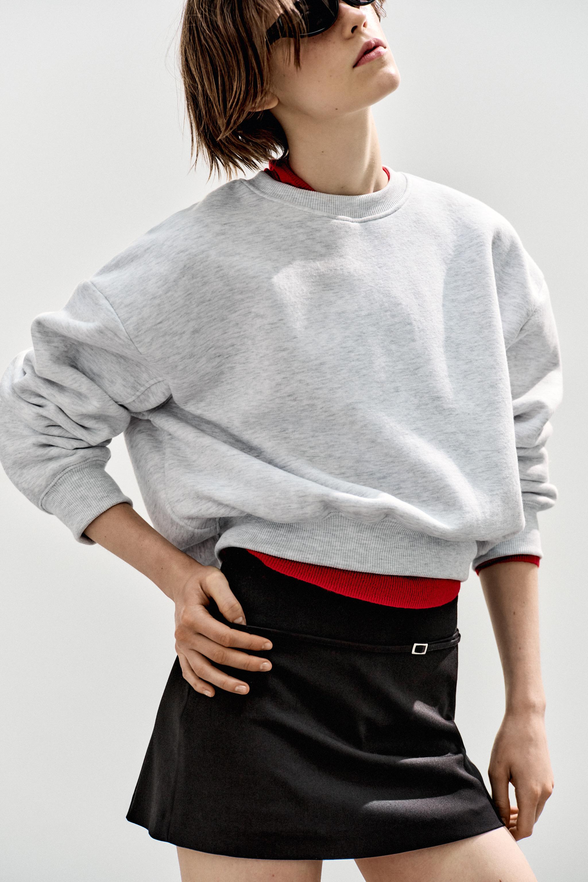 BASIC PLUSH SWEATSHIRT — Gray marl