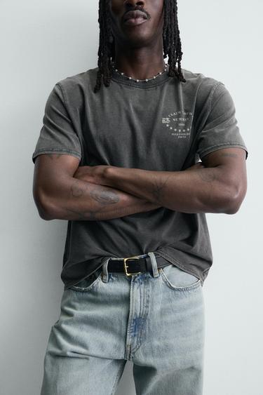 WASHED PRINT T-SHIRT - Dark anthracite by Zara - Image 4