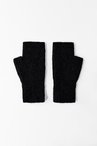 SHORT KNIT MITTENS - Black by Zara