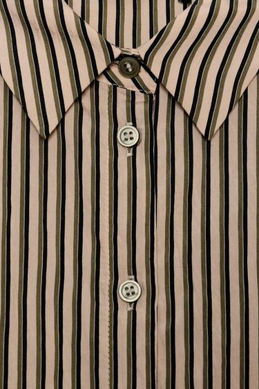 GESTREIFTES HEMD - Cremefarben / Khaki von Zara