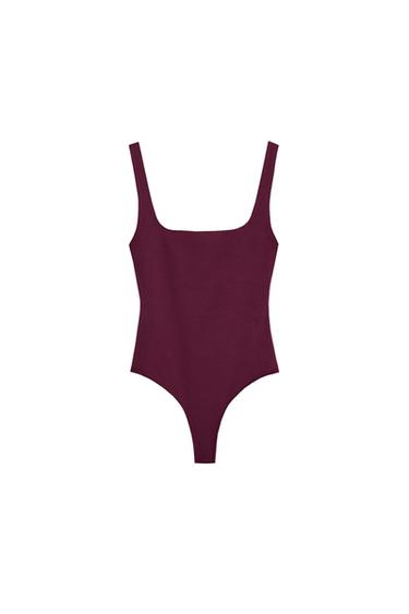POLYAMIDE STRAPPY BODYSUIT - Wine by Zara - Image 0