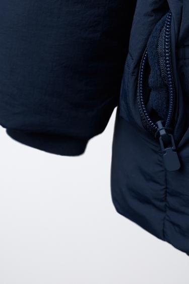 WATER-REPELLENT HOODED PUFFER JACKET - Navy blue by Zara - Image 5