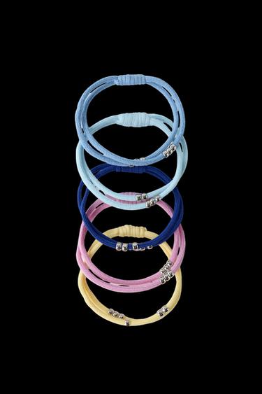 Zara FIVE-PACK OF BEADED HAIR TIES - Multicolored