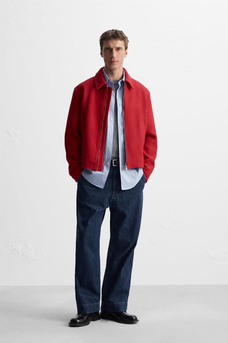 BOUCLÉ WOOL JACKET Red ZARA Australia