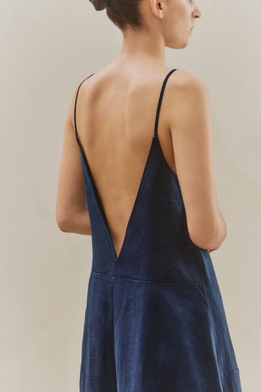 ASYMMETRIC LINEN BEACH DRESS - Blue by Zara - Image 4
