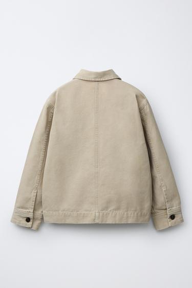 CANVAS OVERSHIRT WITH PATCH - Sand by Zara - Image 1