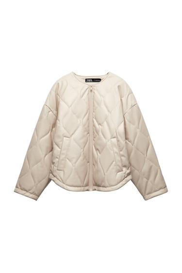 FAUX LEATHER PUFFER JACKET