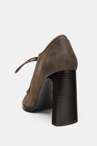 LACE-UP HIGH-HEEL SHOES - Khaki Green by Zara - Image 3