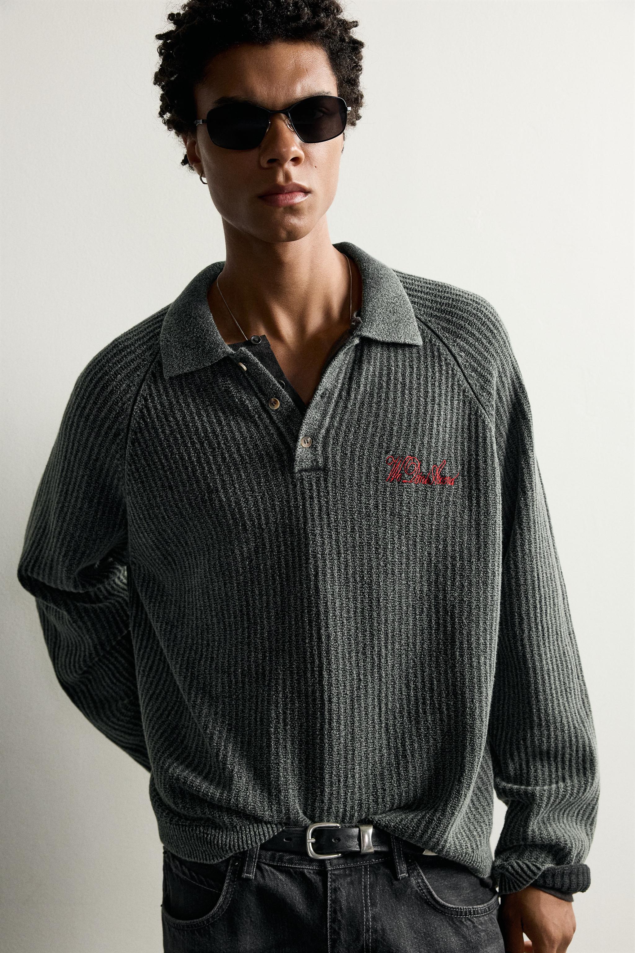 POLO EN MAILLE À ZIP ET BRODERIES