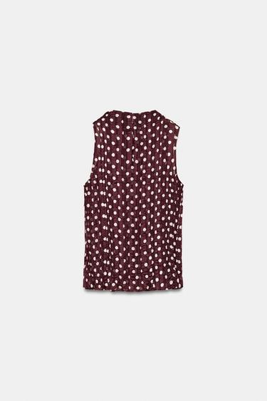 BLOUSE À POIS - Écru / Grenat de Zara - Image 6