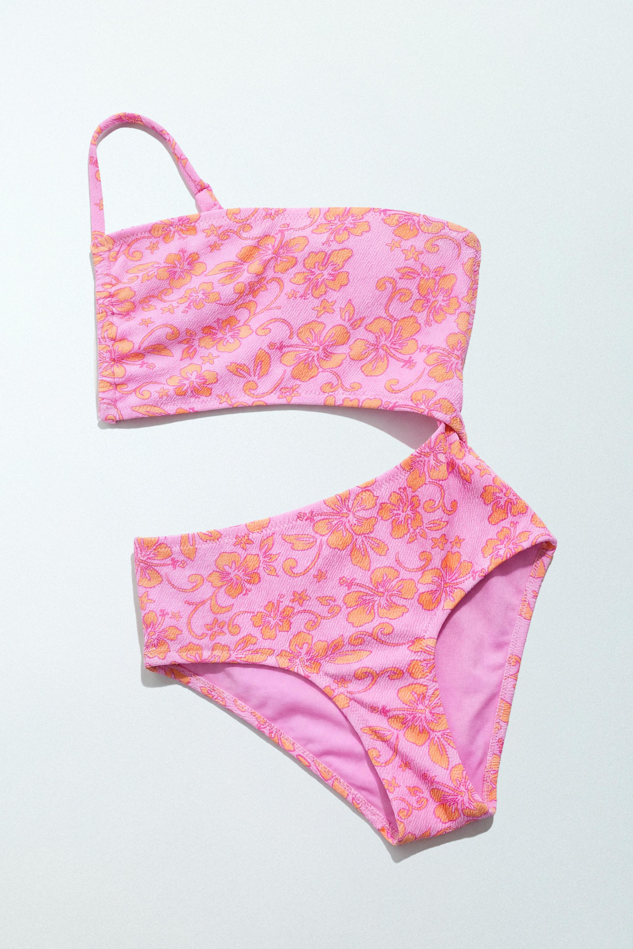6-14 YEARS/ HIBISCUS CUT-OUT SWIMSUIT — Pink