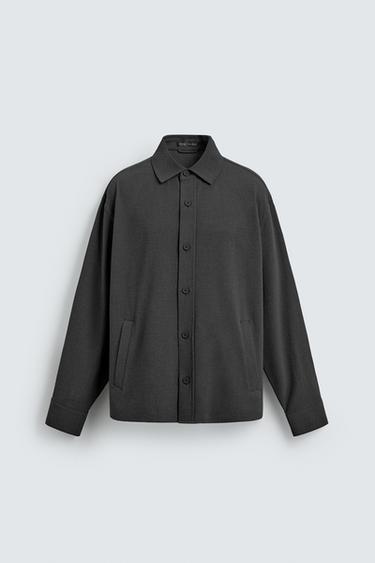 SURCHEMISE RELAXED FIT TEXTURE IRRÉGULIÈRE - Gris foncé de Zara - Image 5