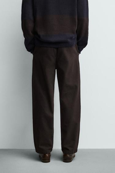PANTALON STRAIGHT FIT À PLIS - Marron de Zara - Image 2