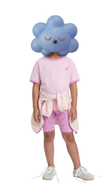 Zara KOMPLET MAJICA I BICIKLISTIČKE HELANKE SA CVETNIM DEZENOM – svetloljubičasta