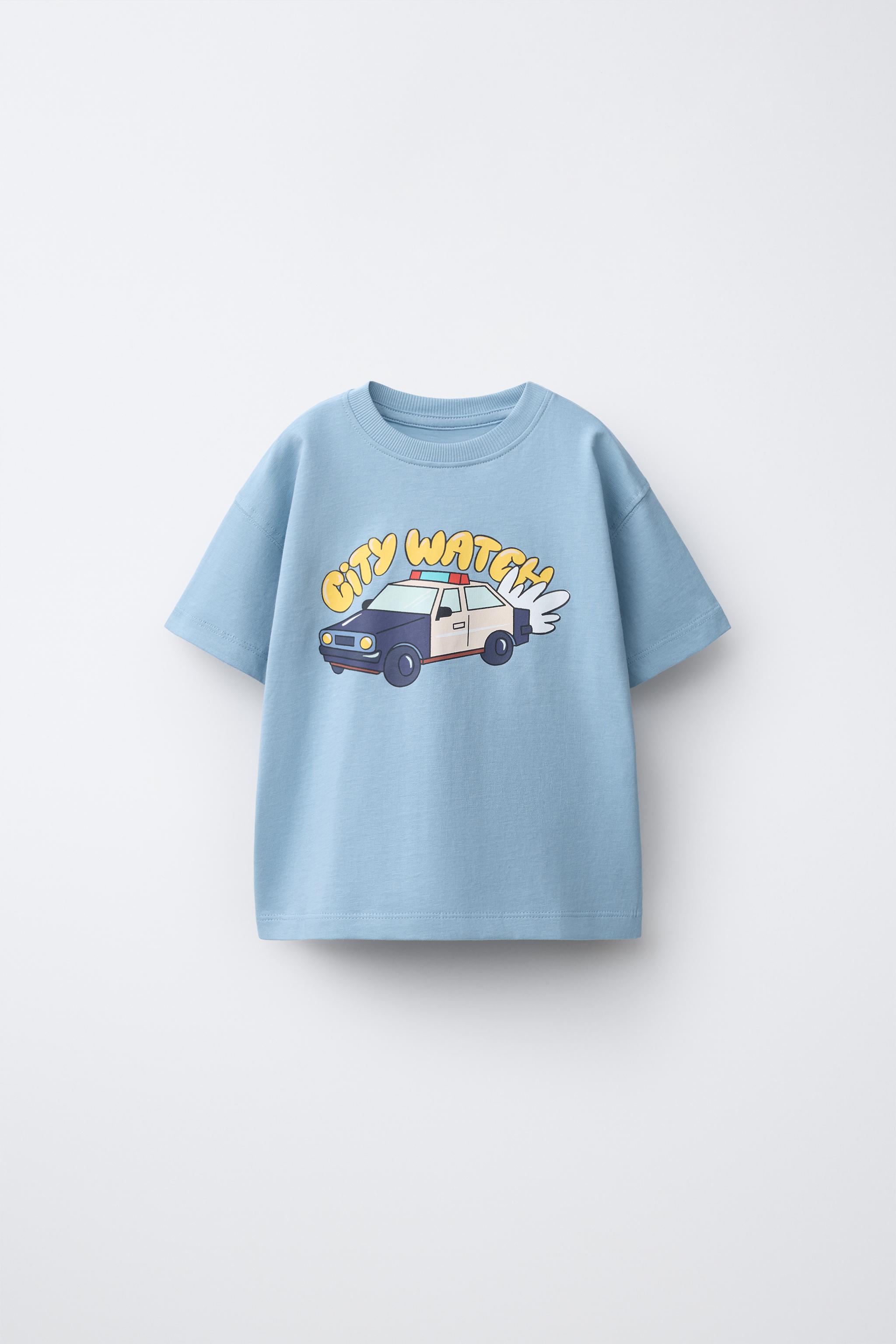 VEHICLE PRINT T-SHIRT — Dusty blue
