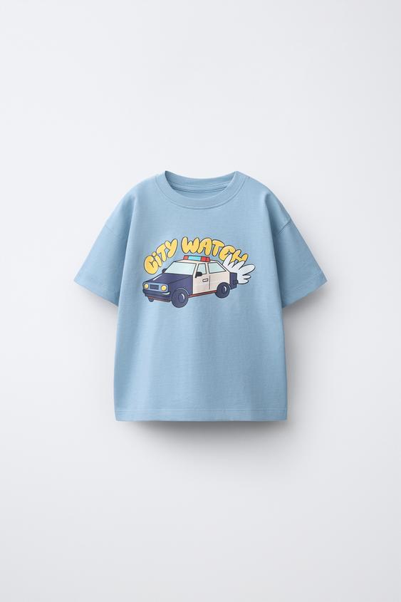 Zara VEHICLE PRINT T-SHIRT - Dusty blue - Image 0