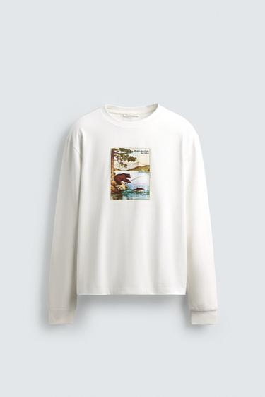 ФУТБОЛКА С ПРИНТОМ «МЕДВЕДЬ» — БЕЛЫЙ от Zara