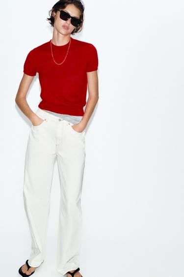 Zara WOOL KNIT TOP - Red