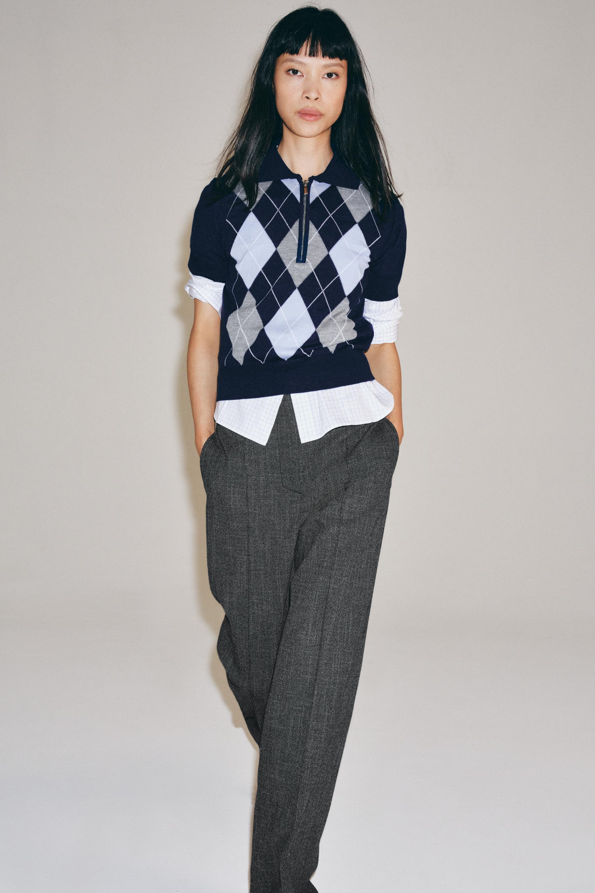 Zara DIAMOND KNIT POLO SHIRT — фото 4
