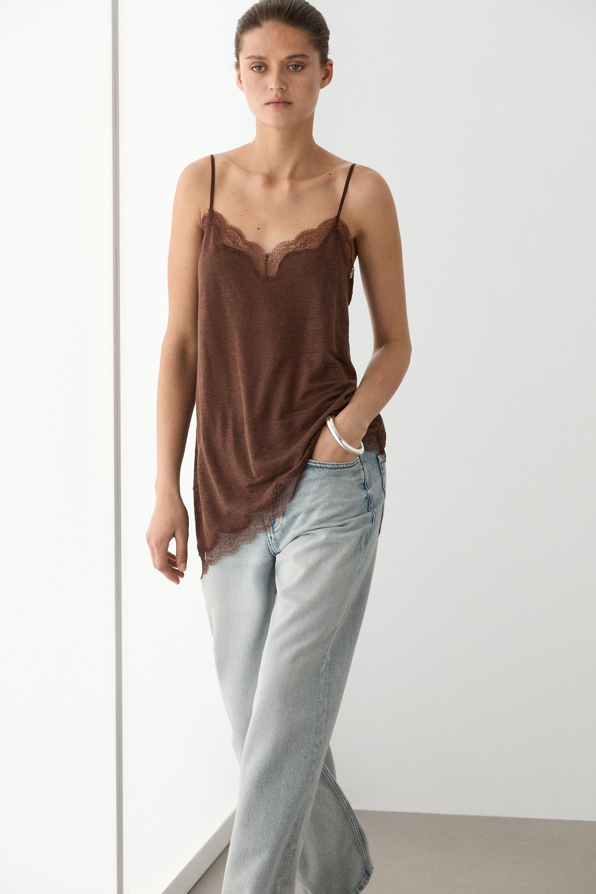 Top asymétrique lin mélangé