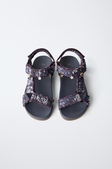 SANDALES TECHNIQUES À FLEURS - Bleu de Zara - Image 3