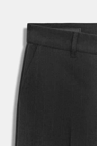 LOW-RISE PINSTRIPE TROUSERS - BLACK/ORANGE by Zara - Image 8