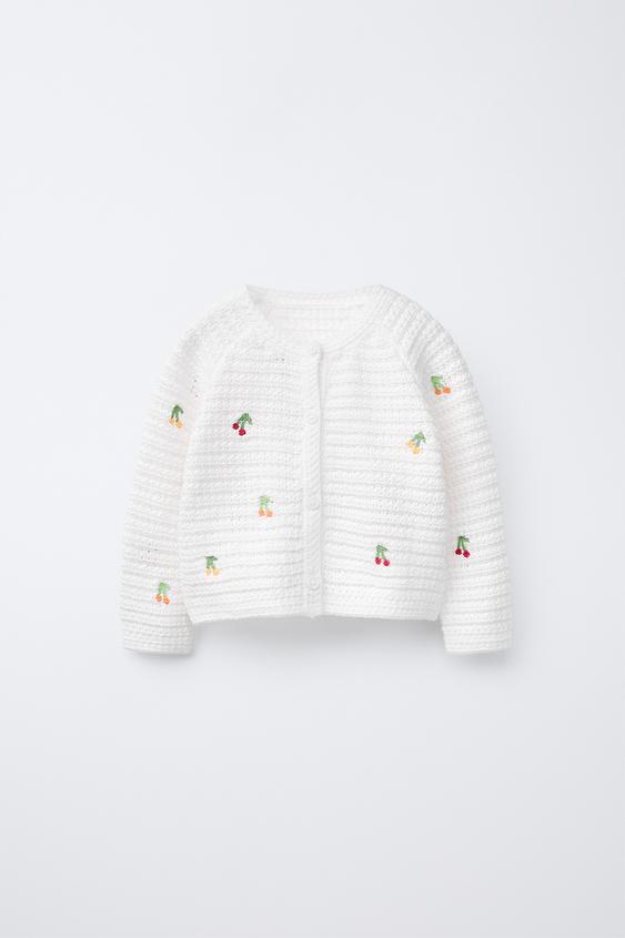Striped cherry knit cardigan main image 1