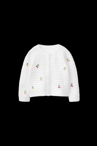 CHAQUETA PUNTO CEREZAS - Blanco de Zara