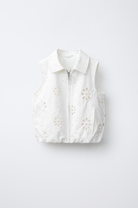 CHALECO BORDADO SUIZO - Blanco de Zara - Imagen 0