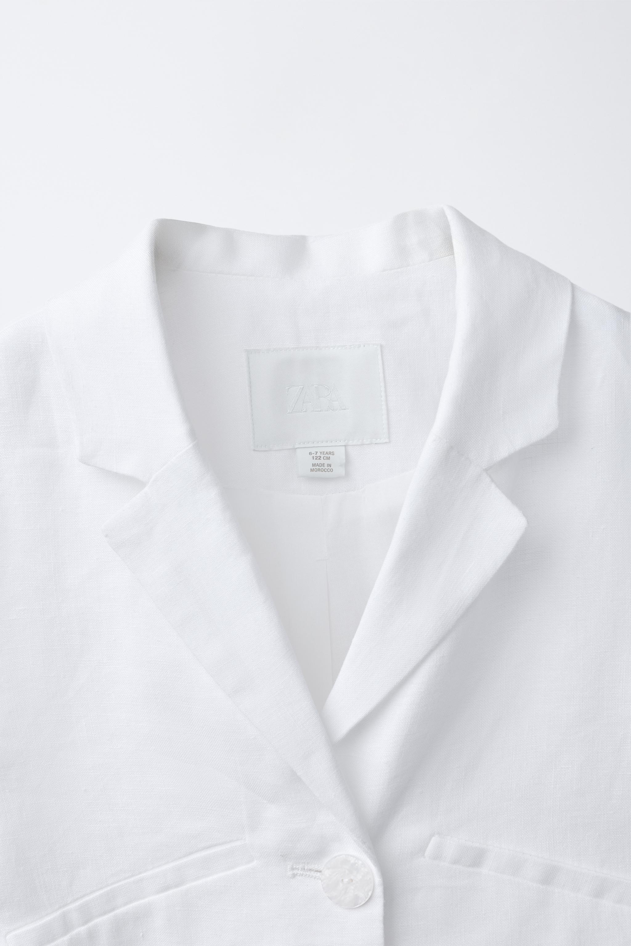 100% LINEN CROPPED BLAZER