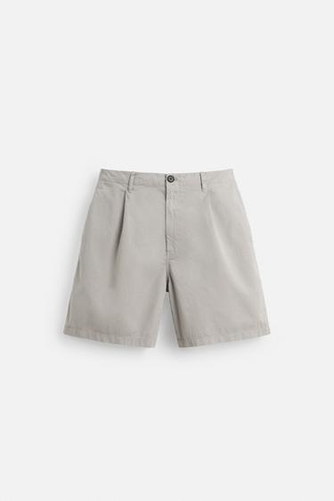 BERMUDA RELAXED FIT EFFET PLISSÉ - Gris de Zara - Image 6