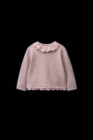 STRICKPULLOVER MIT SPITZE - Hellrosa von Zara - Bild 0