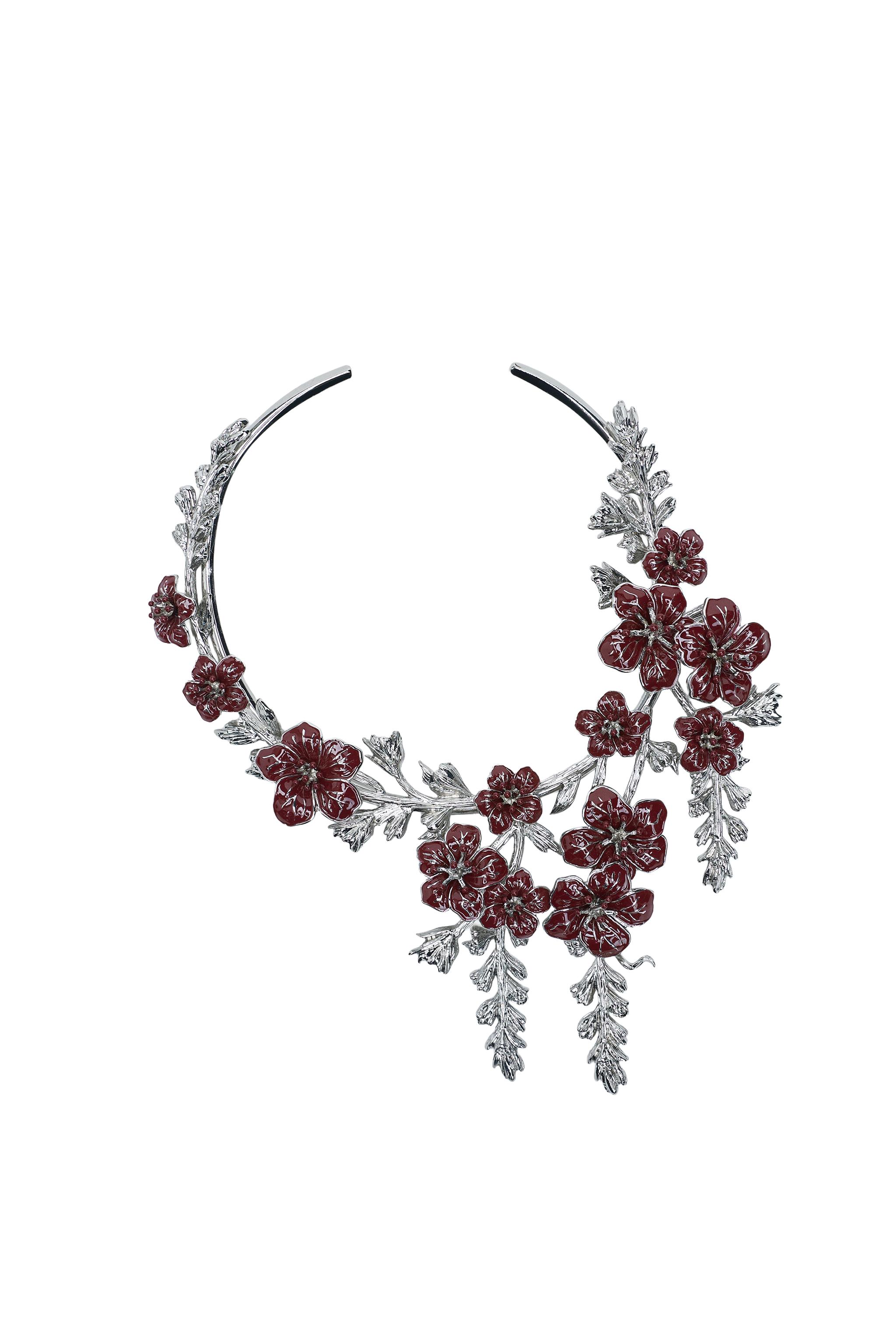 METAL CHOKER WITH EMBOSSED FLOWERS