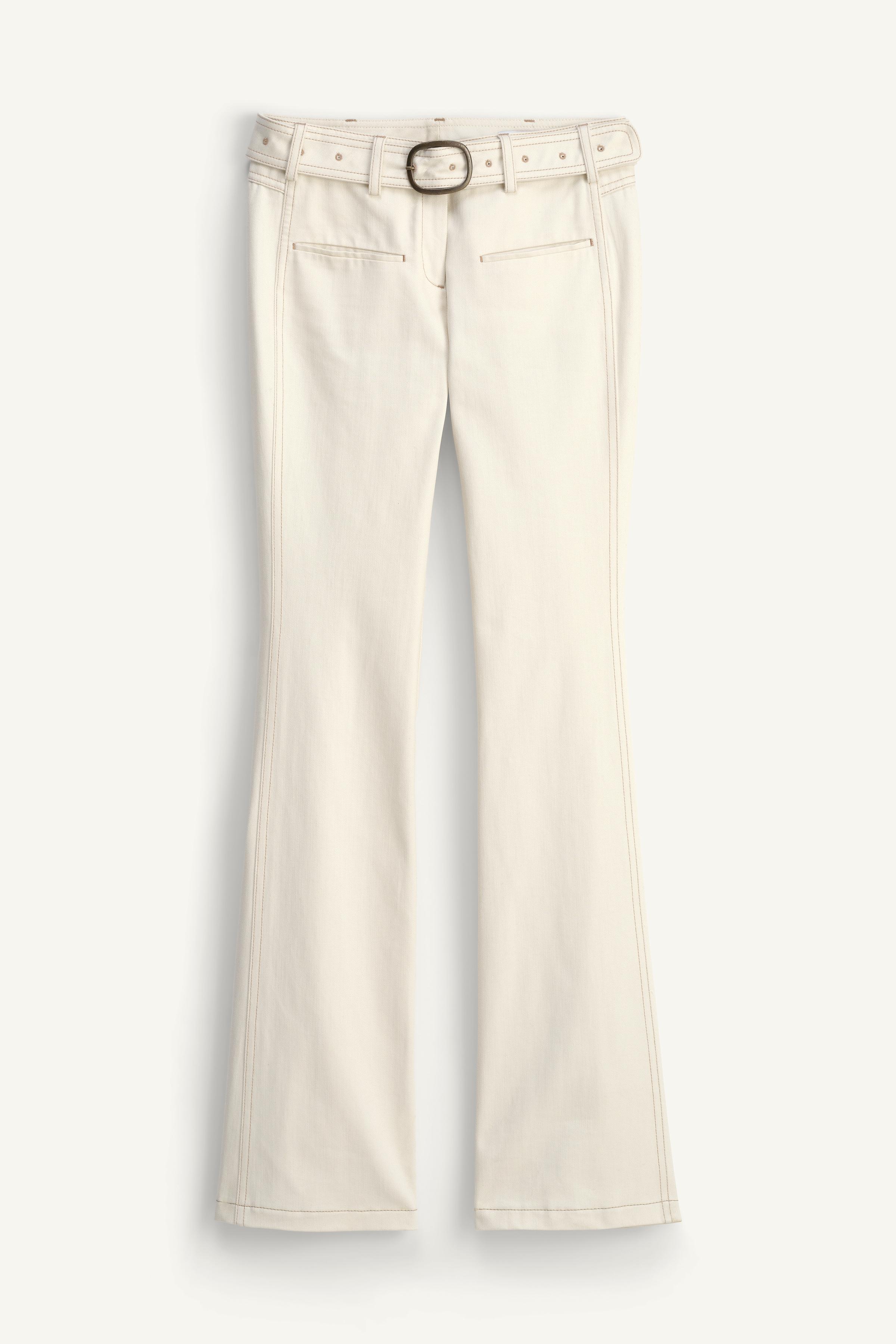ZARA LIMITED EDITION ステッチ入りフレアパンツ 2285/760 LIMITED EDITION TOPSTITCHED FLARE PANTS - Oyster-white