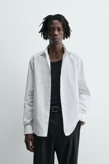 Zara SLIM FIT TEXTURED SHIRT - White