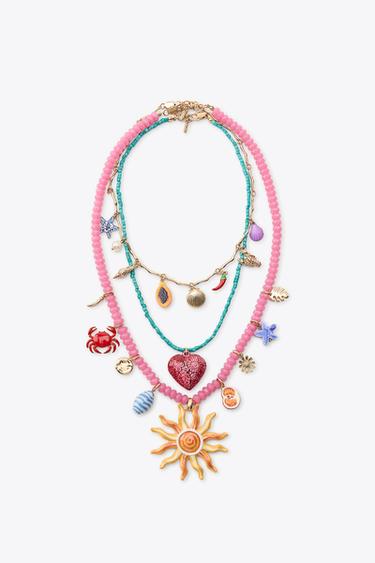 PACK COLLARES CHARMS ABALORIOS - Multicolor de Zara