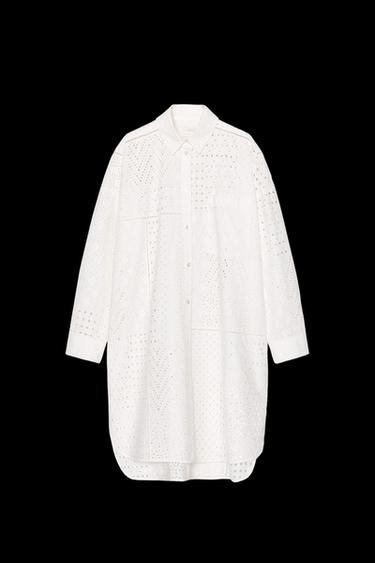 VESTIDO bordados perforados ZW COLLECTION - Blanco de Zara - Imagen 0