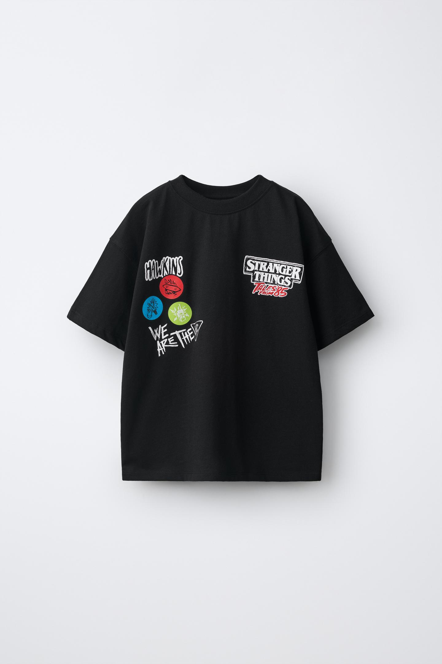 Детская футболка Zara Stranger Things © Netflix Print, цвет: Антрацитовый серый — фото 1