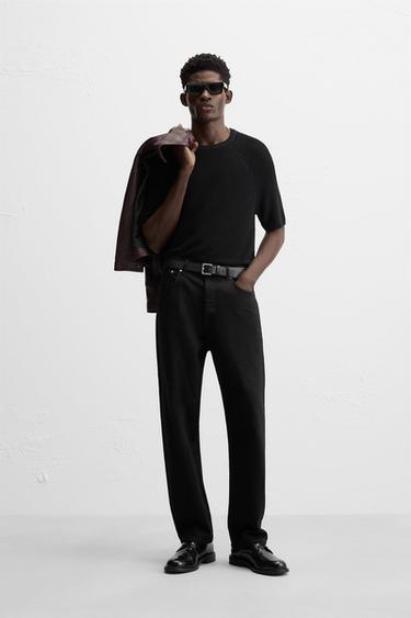 CAMISETA PUNTO CROPPED FIT - Negro de Zara - Imagen 0
